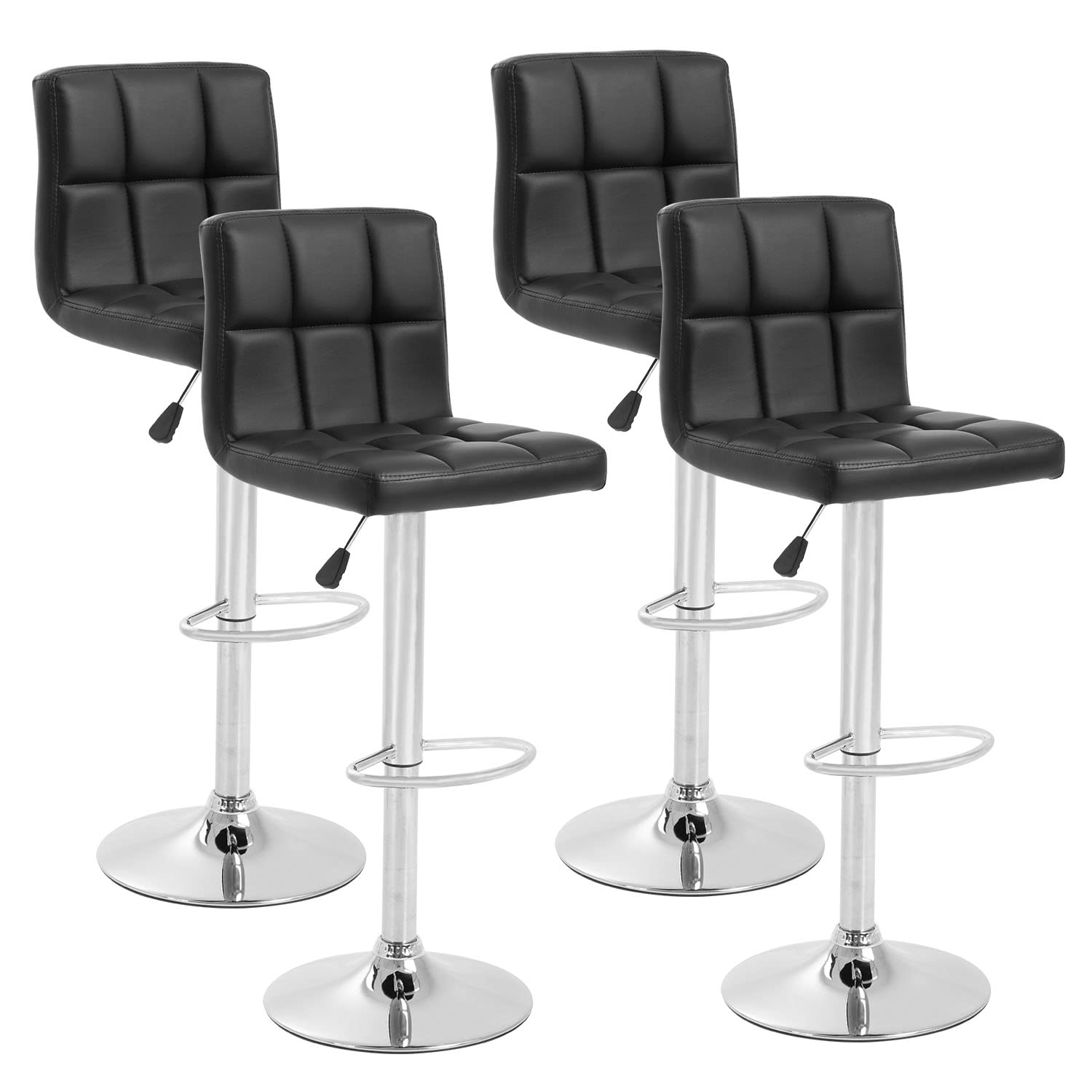 BestOffice Bar Stools Set of 2, Adjustable PU Leather Swivel Barstools, Modern Counter Stools with Back and Footrest, Counter Height Barstools for Bar, Kitchen and Dining Room